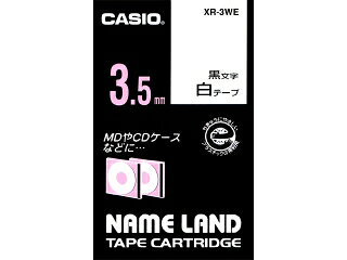カシオ ネームランドテープ スタンダードテープ　3.5mm幅　白/黒文字　XR-3WE