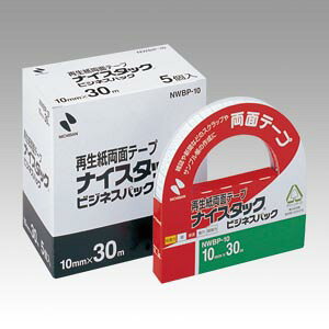 　【ニチバン】 ナイスタック ビジネスパック(5個入) （NWBP-10）商品スペック　□商品詳細： 30M長尺巻5巻入　□寸法： 巾10mm×長30m　□テープ厚： 0.086mm　□用途： 紙用　□材質： 基材=古紙使用・ハク離紙=紙　□カッター付CD-00071079※仕様変更で商品画像と異なる場合があります。ご了承ください。