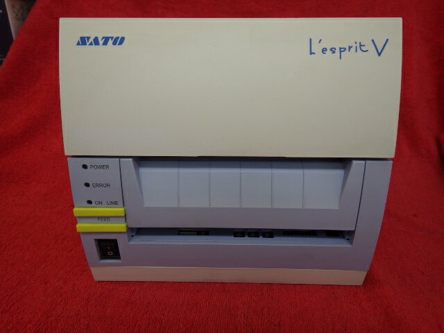 【中古】SATO BARCODE PRINTER L'esprit レスプリ　R408vSTD USB/LAN レシートプリンター！感熱紙・インクリボン両用タイプコアアダプタ欠品・色焼けあり。※カッターは内蔵されておりません。