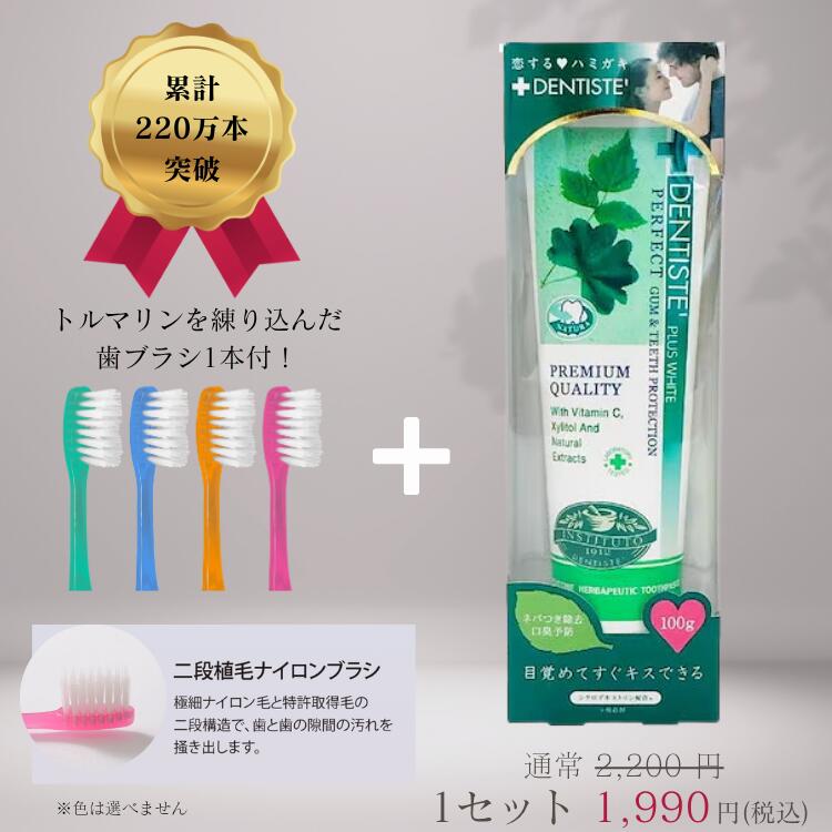 Rakuten - 【超ロングセラー 歯ブラシ付】デンティスチュ－ブタイプ 機内持込100 デンティス リベルタ 歯磨き粉 歯みがき粉 チューブ 歯磨き 歯みがき はみがき 息 口臭予防 口臭 寝起き くさい 対策 改善 解消 DENTISTE LIBERTA
