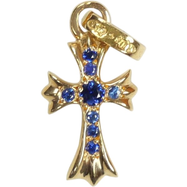CHROME HEARTS クロム・ハーツ CH CROSS BABY FAT CHARM GOLD/SAPPHIRE ペンダントトップ 金 Size   30012063