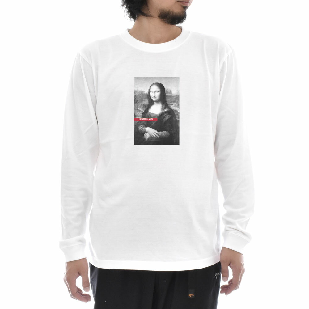 【長袖 アートTシャツ】モナリザ Tシャツ モノクロ レオナルドダヴィンチ レオナルド・ダ・ヴィンチ ライフ イズ アート 長袖 ロングスリーブ ロンT メンズ レディース 大きいサイズ ビックサイズ おしゃれ 絵画 名画 ティーシャツ S M L XL XXL ホワイト 白 ブランド