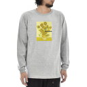 【長袖 アートTシャツ】ゴッホ Tシャツ ひまわり 向日葵 フィンセント・ファン・ゴッホ ライフ イズ アート 長袖 ロングスリーブ ロンT メンズ レディース 大きいサイズ ビックサイズ おしゃれ 絵画 名画 ティーシャツ S M L XL XXL グレー 灰 ブランド