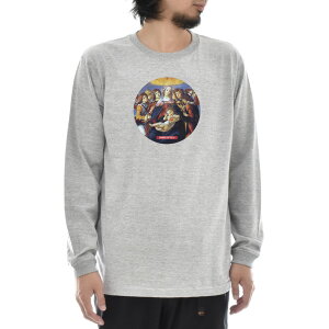 【長袖 アートTシャツ】サンドロ・ボッティチェッリ Tシャツ ザクロの聖母 ライフ イズ アート 長袖 ロングスリーブ ロンT メンズ レディース 大きいサイズ ビックサイズ おしゃれ 絵画 名画 ティーシャツ S M L XL XXL グレー 灰 ブランド