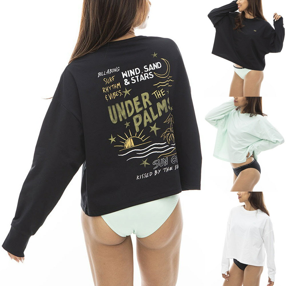 【今だけ10%OFFセール】ビラボン BILLABONG レディース ラッシュガード 長袖 Tシャツ ロンT LOGO L/S BOAT NECK TEE RASH BE013867【女性用 M L】【ラッシュガード 水陸両用Tシャツ UVカット 紫外線対策 日焼け防止 サーフィン 海水浴 プール アウトドア】