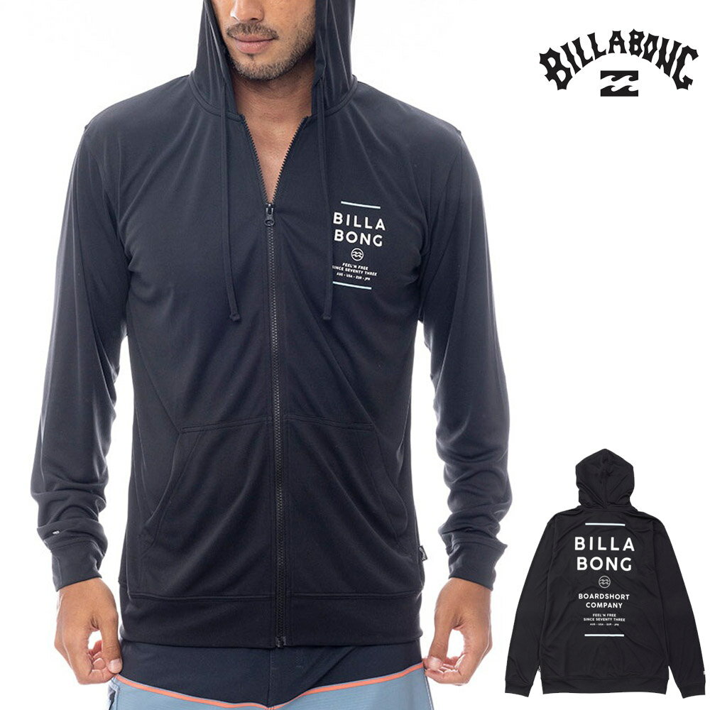 【今だけ10%OFFセール】ビラボン BILLABONG メンズ ラッシュガード 長袖 ラッシュ ジップ パーカー フード付き RASH ZIP HOOD BF011855【メンズ UVプロテクション UVカット UPF50+ 紫外線対策 日焼け防止 ラッシュTシャツ フード付き 長袖 サーフィン 海水浴 プール 黒】