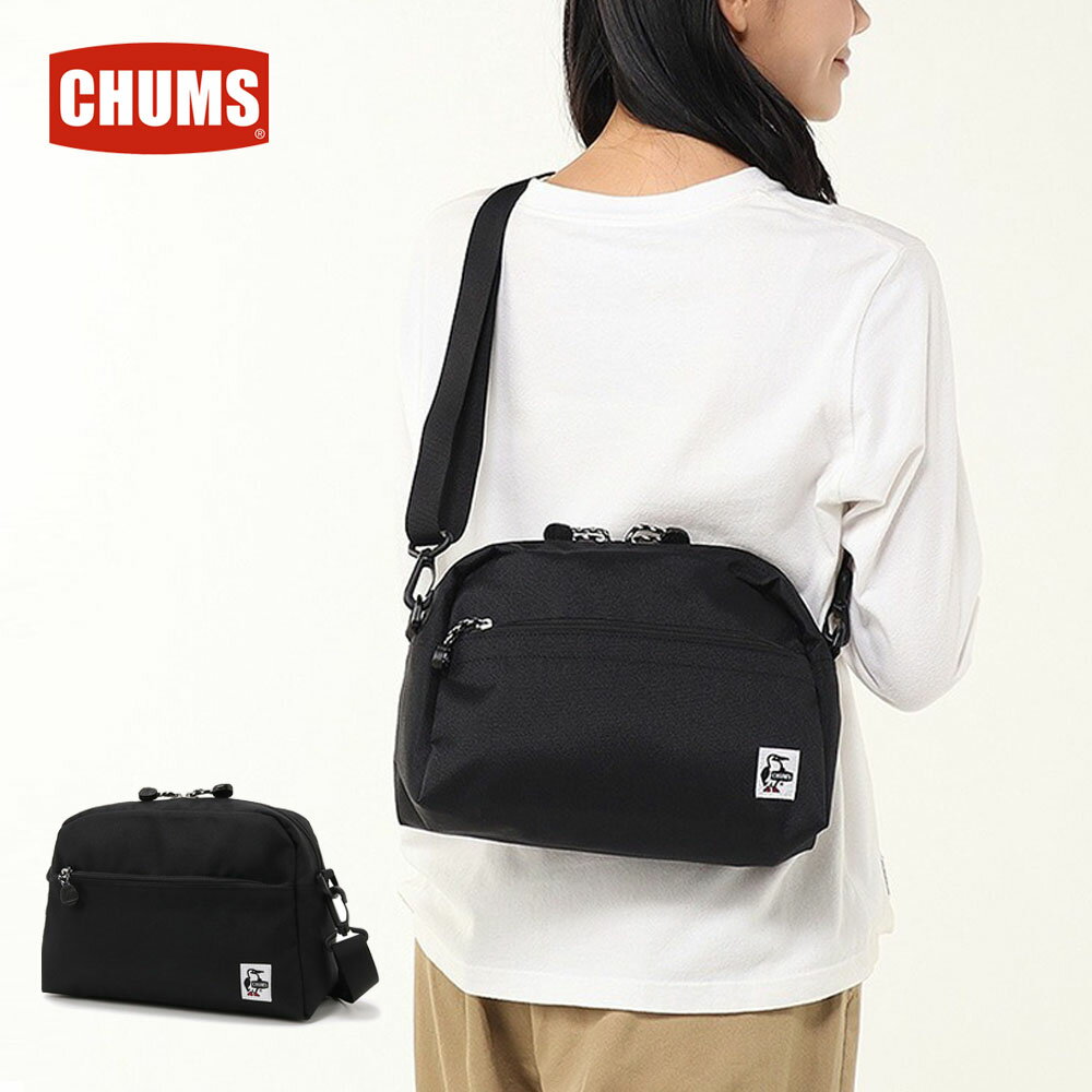 【今だけ10%OFFセール】チャムス CHUMS バッグ リサイクルスモールトラぺゾイドショルダーバッグ Recycle Small Trapezoid Shoulder Bag CH60-3963【メンズ レディース 男女兼用 キッズ 子供用 鞄 かばん 斜め掛け 丁度良いサイズ 黒 ブラック リサイクルポリエステル】