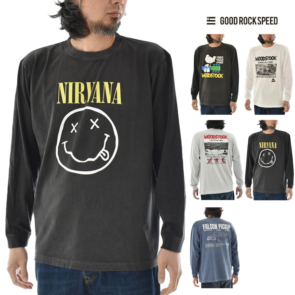 樂天商城 - グッドロックスピード GOOD ROCK SPEED Tシャツ 長袖Tシャツ 26WSK001W 26WSK002W 26WSK003 W26NVN001W 26FOD002W【メンズ ロンT TEE バンドT ニルヴァーナ Tシャツ ニルバーナ NIRVANA ウッドストック Tシャツ バンド Tシャツ 古着風 ピグメント加工】