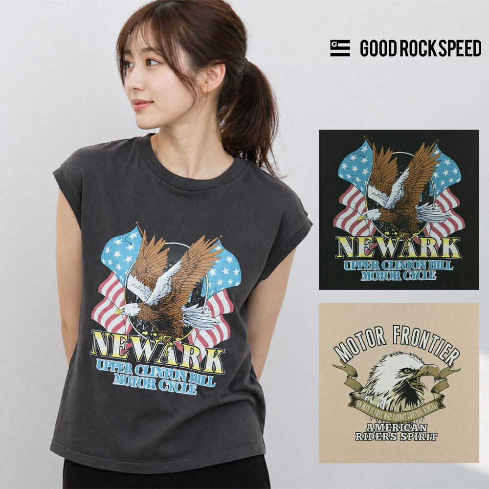 樂天商城 - グッドロックスピード GOOD ROCK SPEED Tシャツ イーグル グラフィック スリーブレス Tシャツ Eagle Graphic Sleeveless T-Shirt 26ORG010W 26ORG011W【レディース ノースリーブ バンドT バンT バンドTシャツ ロックT ヴィンテージ風 ビンテージ 古着風 アメカジ】
