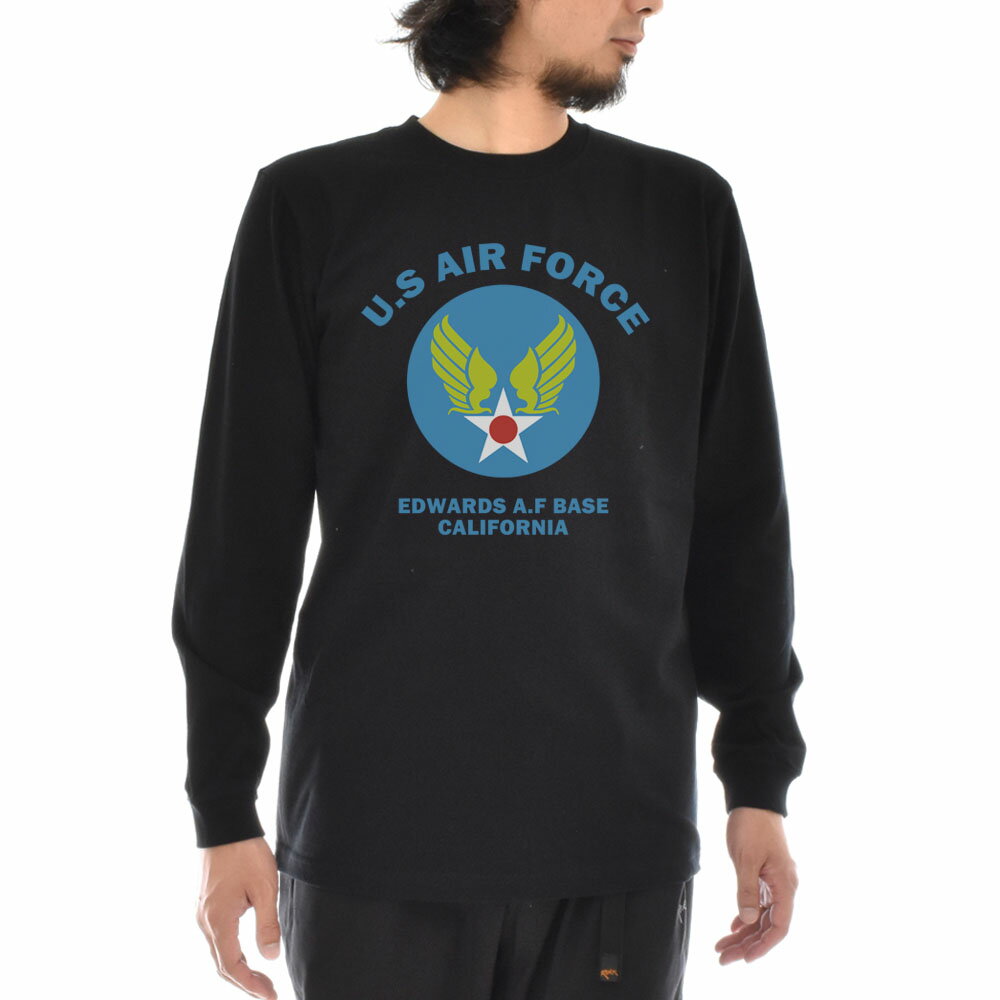 エアフォース AIR FORCE Tシャツ U.S AIR FORCE BASE 長袖Tシャツ ロンT ロングスリーブ L/S TEE メンズ レディース US エアーフォース 空軍 軍隊 カリフォルニア CALIFORNIA アメリカ USA アメカジ 大きいサイズ JUST ジャスト