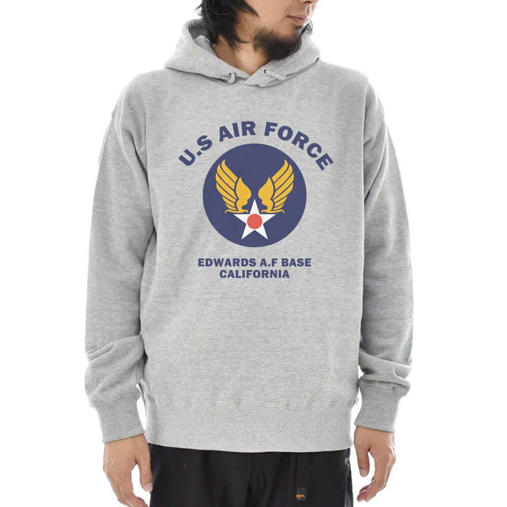 エアフォース AIR FORCE パーカー パーカ U.S AIR FORCE BASE プルオーバー スウェット フーディー トップス メンズ レディース US エアーフォース ミリタリー 軍隊 USA アメカジ 世田谷ベース 大きいサイズ グレー JUST ジャスト