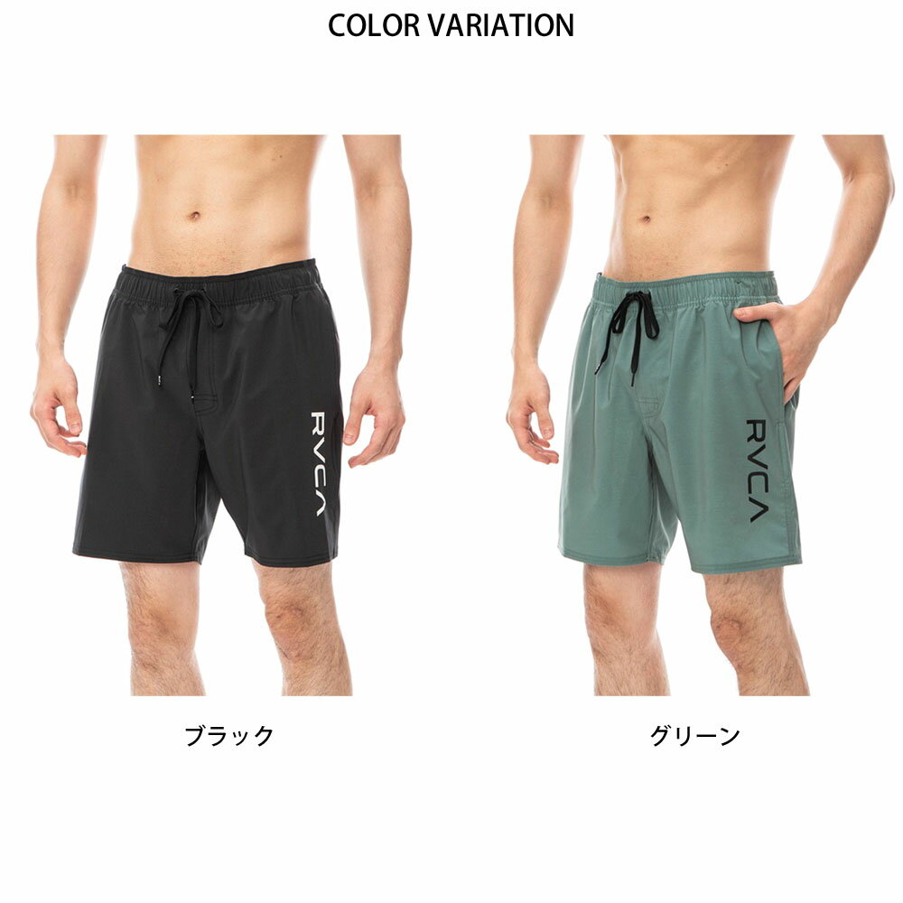 【今だけ10%OFFセール】ルーカ ルカ RVCA サーフトランクス エラスティック ボードショーツ ELASTICK BS BE041526【メンズ 男性用】【サーファー 海パン サーフパンツ 海水浴 プール 水陸両用 ストレッチ 速乾 水陸両用 黒 ブラック 緑 ロゴ シンプル】