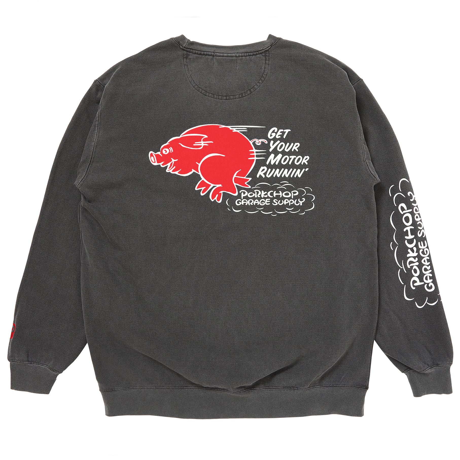 PORKCHOP GARAGE SUPPLY ポークチョップ ガレージサプライ スウェット RUNNING LOGO SWEAT/ASH BLACK