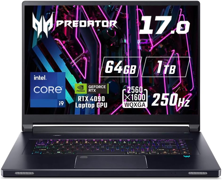 新品未開封★Acer Predator Triton 17X PTX17-71P-N94Z49 ゲーミングノートパソコン Core i9 64GBメモリー 1TB SSD RTX4090 17インチ WQXGA 250Hz RGB英語キーボード Wi-Fi 6E DTS：X® Ultra AeroBlade™ 3D Fan