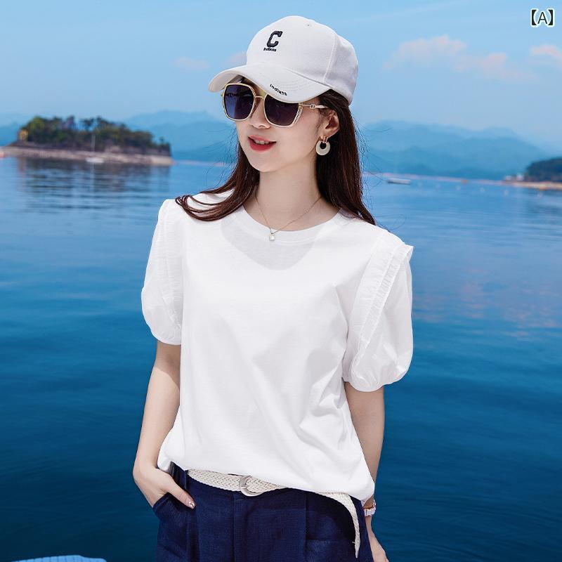 オーガニックコットン 半袖 レディース オーガニックコットン 半袖 レディース 女性用 ホワイト 半袖 Tシャツ 夏 2025 夏 ストレート ショルダー 服 レディース 綿 半袖 美しい トップス