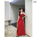 ドレス パーティー レディース 赤 きれいめ ドレス パーティー レディース 赤 きれいめ 大きめ サイズ 女性用 夏の ティーブレイク フレンチ フローラル ドレス 赤い サスペンダー ドレス 海辺の 休暇 太めの mm ウエスト ロング スカート