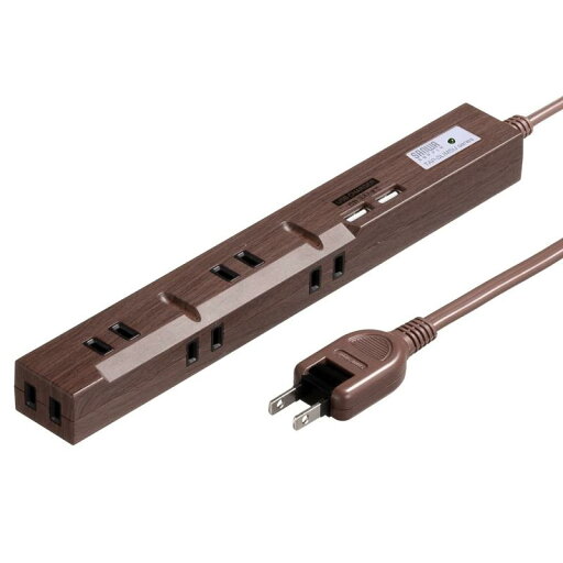 サンワダイレクト 電源タップ USB付き 2m マグネット ライトブラウン 700-TAP056_060 サンワダイレクト 電源タップ USB付き 2m マグネット ライトブラウン 700-TAP056_060