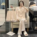 部屋着 セットアップ サマーワッフル 冷感 パジャマ レディース 夏 半袖 シルク 薄手 スリーピーススーツ 外でも 着用 可能 大きいサイズ 涼しい 春秋 ホ...
