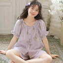 部屋着 セットアップ サマーワッフル Miandao 夏の 半袖 パジャマ 綿 ガーゼ 森 ガールが アウトドアで 着られる ホームウェア