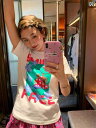Tシャツ レディース メンズ 男女兼用 ユニセックス ノームコア トップス 半袖tシャツ カットソー 綿 クルーネック オーバーサイズ 体型カバー ゆったり 花柄 2024 ゆったり スタイル シンプルで 万能な グラフィティ小 花柄 プリント(4)