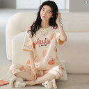 部屋着 セットアップ サマーワッフル レディース パジャマ 夏 2024 夏の な 綿 半袖 春秋と 夏の レディース ホームウェア ツーピース スーツ