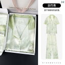部屋着 セットアップ サマーワッフル 物語 パジャマ レディース 新 中国 シルク 夏 薄手 民族 風 竹 素材 家庭 着 母の 日 プレゼント