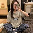 部屋着 セットアップ サマーワッフル キャットマン 綿 パジャマ 3 ピース スーツ 女性用 夏 半袖 ズボン ホーム 服 スーツ 2025 かわいい