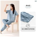 部屋着 セットアップ サマーワッフル Jialefen パジャマ レディース 夏 綿 半袖 ズボン ホームウェア レディース 夏 薄手 大きいサイズ スーツ