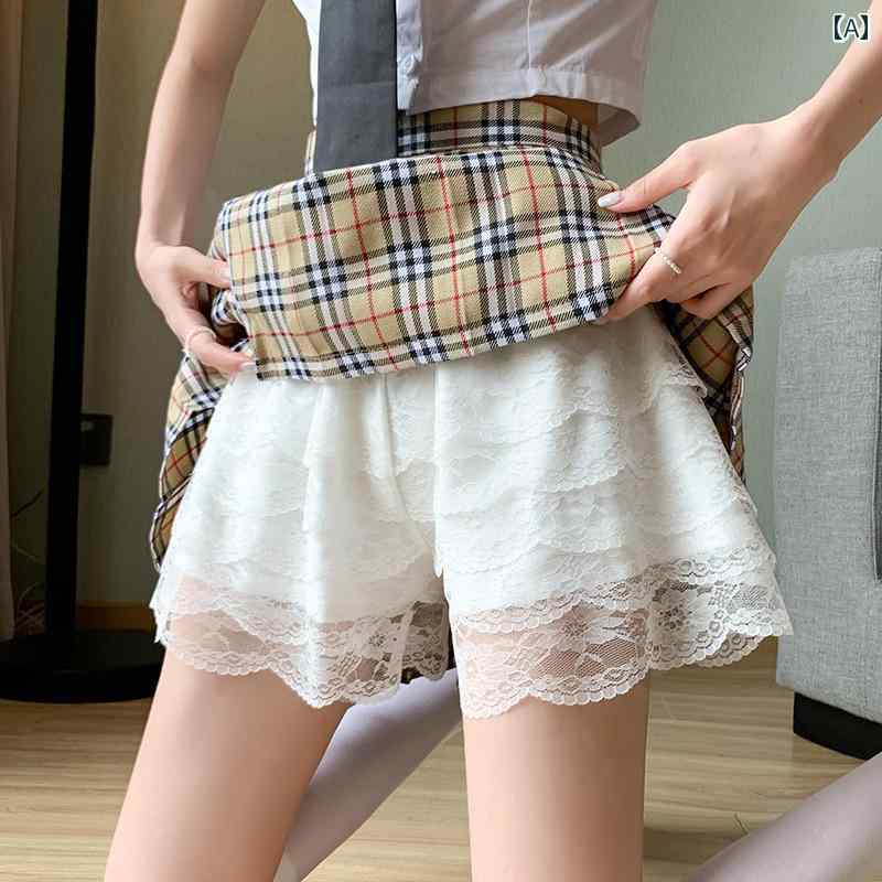 レギンス インナー レディース スポーツ フィットネス 5 層 レース 安全 パンツ レディース 夏 薄手 露出 防止 JK レギンス ゆったり アウター ショーツ パジャマ