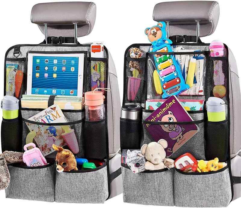 HUACHENG シートバックポケット 2枚セット 車 収納ポケット 後部座席収納バッグ 防水防汚 多機能 ベビー用品 子供用品 助手席車内収納袋 耐久性 大容量 10インチiPad収納可能 荷物入れ