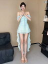 ドッキングトップス 半袖 レディース な 海辺の 休暇 ホット ガール チューブ トップ ドレス ドレス 女性 夏 フリル ステッチ 不規則な 尾 ロング スカート