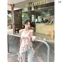 ドッキングトップス 半袖 レディース 不規則な 花柄の ホット ガール リボン フリル サスペンダー 女性 2025夏の新 ユニークで 美しい トップス