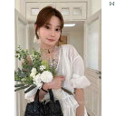 ドッキングトップス 半袖 レディース 韓国 東大門の 夏の ホワイトティー フリルレースな 肩 感 雰囲気 フェアリー 浮遊 アウターウェア S シャツ
