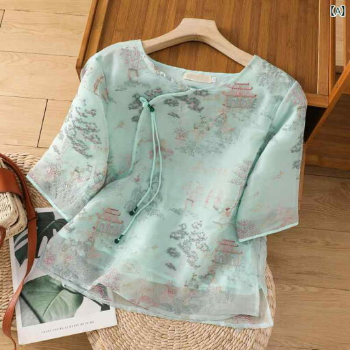 Tシャツ レディース トップス 半袖 民族 風の ソンジンオー ガンザ 刺繍 シャツ レディース 夏 チャイナ風 斜め 襟 二 重 裏地 プルオーバー 半袖 トップス Tシャツ レディース トップス 半袖 民族 風の ソンジンオー ガンザ 刺繍 シャツ レディース 夏 チャイナ風 斜め 襟 二 重 裏地 プルオーバー 半袖 トップス