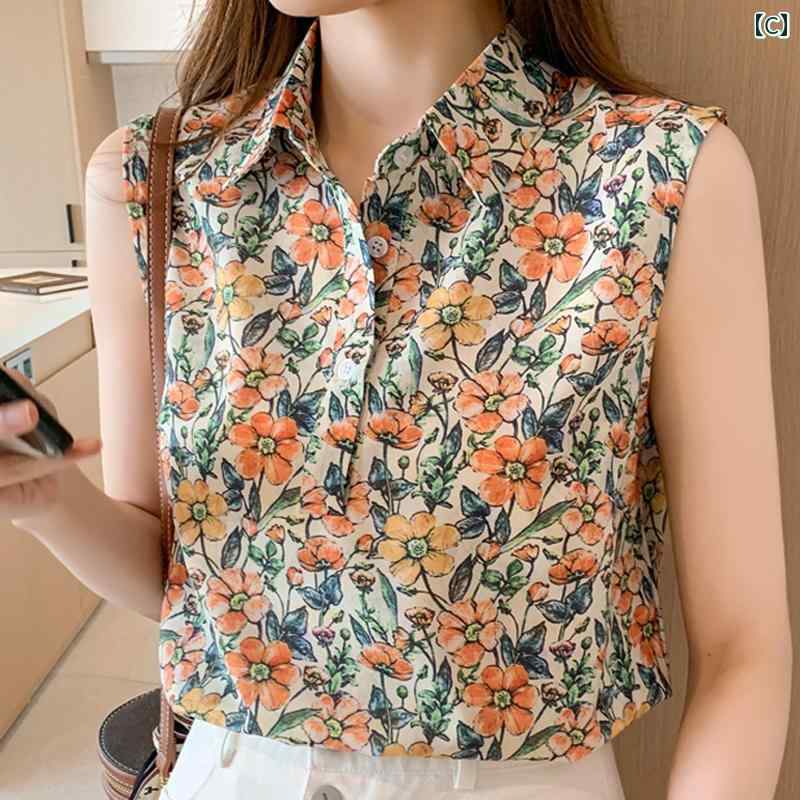シャツ ノースリーブ レディース トップス ノースリーブベスト シャツ レディース 夏 スタイル 年齢を 感じさせにくい 花柄 シャツ レイ ヤード レイヤリング シャツ ゆったり スリム トップ