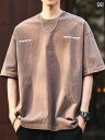 カットソー メンズ トップス ファッション Tシャツ メンズ 夏 アメリカン レトロ イン プリント ウォッシュ オールド ハーフスリーブ ヘビー 280 g 綿 半袖