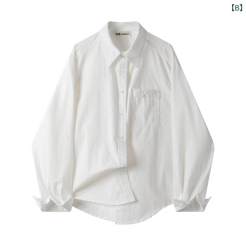 シャツ ショート丈 長袖 レディース クロップド丈 トップス おしゃれ カジュアル 羽織 シンプル ショートシャツ ショート 丈 短い シャツブラウス ゆったり クロップド ショートトップス ボリューム袖 長袖シャツ 春夏 春夏 秋 風 早春 ショート