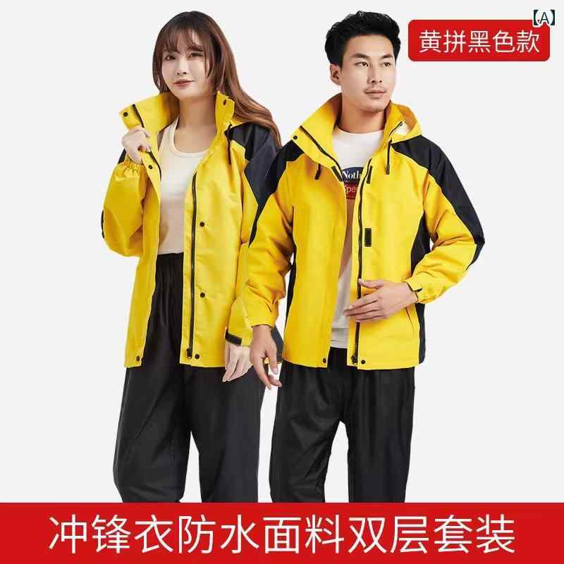 レインコート レディース 通勤 通学 レインポンチョ 雨 レインコートと レインパンツの スーツ スプリット レインコート 電気 自動車 テイクアウト ライダー オートバイの レインコート メンズ ロング フルボディ 防水