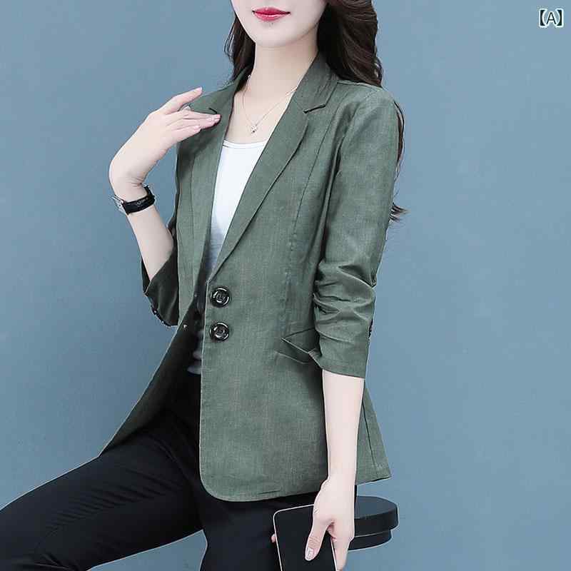 Aライン カットソー ミディアム丈 スーツ ショート ジャケット 婦人服 2024 春秋冬 小柄な 方にの ウインドブレーカー おしゃれな トップス