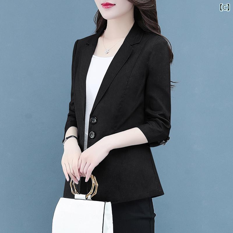 Aライン カットソー ミディアム丈 スーツ ショート ジャケット 婦人服 2024 春秋冬 小柄な 方にの ウインドブレーカー おしゃれな トップス