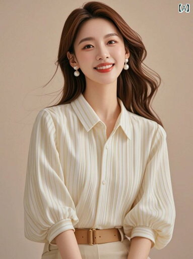 シャツ ノースリーブ レディース トップス フレンチ 美しい アプリコット ストライプの ランタン スリーブ シルクシャツ レディース 夏 通勤 マルベリー シルクシャツ トップス シャツ ノースリーブ レディース トップス フレンチ 美しい アプリコット ストライプの ランタン スリーブ シルクシャツ レディース 夏 通勤 マルベリー シルクシャツ トップス