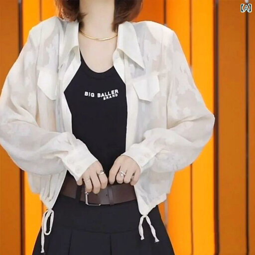 夏の新 ルース 日焼け防止 服 ショート トップス ホット スタイル ポロ カラー シャツ レディース 夏の新 ルース 日焼け防止 服 ショート トップス ホット スタイル ポロ カラー シャツ レディース