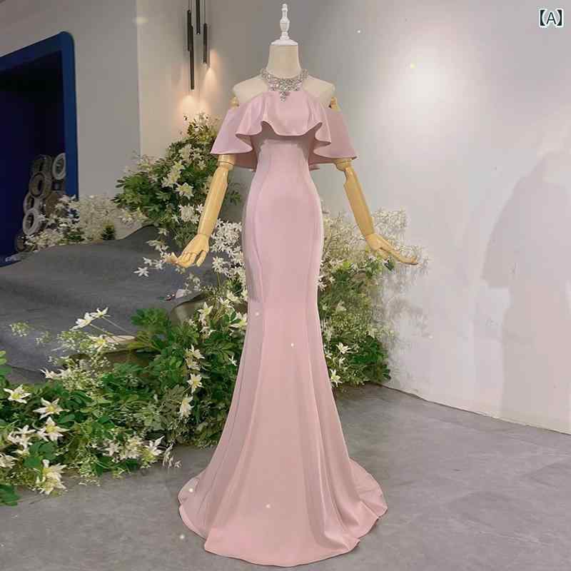 パーティードレス パンツドレス パンツスタイル セットアップ 軽くてな イブニングドレス ピンクの トースト ドレス 花嫁の 婚約 ドレス 学生 成人 式 卒業 式 司会者 フィッシュ テール