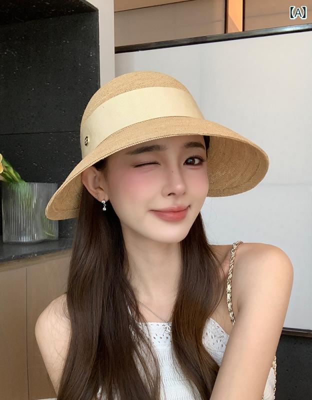 麦わら 帽子 ペーパーハット ストローハット レディース メンズ キッズ 子ども 女の子 男の子 uv 日よけ 日焼け防止 熱中症対策 折りたたみ 夏用 ラフィア 麦わら 帽子 女性用 蝶 結び つば 広の サンハット フレンチ 顔が 小さく 見