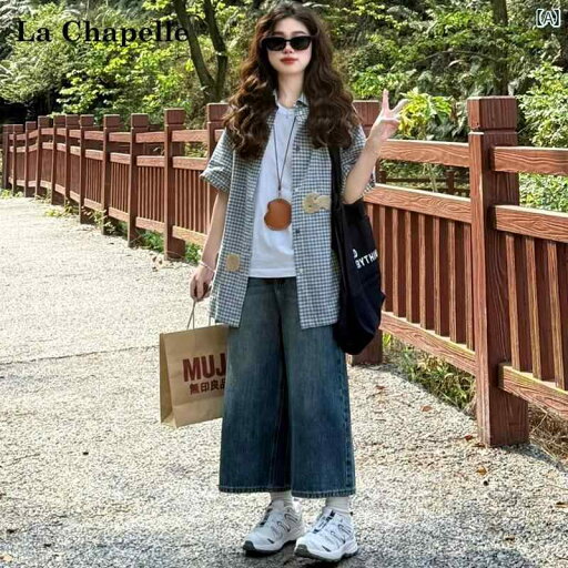 ワイドパンツ レディース カジュアル おしゃれ La Chapelle アメリカン レトロ クロップド ジーンズ レディース 2025夏 ハイウエスト スリム ワイド レッグ ショーツ ワイドパンツ レディース カジュアル おしゃれ La Chapelle アメリカン レトロ クロップド ジーンズ レディース 2025夏 ハイウエスト スリム ワイド レッグ ショーツ