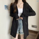 ゆったり UVカット カーデ 指穴 カーディガン ロングカーディガン レディース 紫外線対策 自転車 アウトドア ロング 長袖 ライトアウター 薄手 羽織 透け シアー サマーニット きれいめ 体型カバー 大きいサイズ 春夏 シンプル 黒 HU