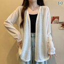 ゆったり UVカット カーデ 指穴 カーディガン ロングカーディガン レディース 紫外線対策 自転車 アウトドア ロング 長袖 ライトアウター 薄手 羽織 透け シアー サマーニット きれいめ 体型カバー 大きいサイズ 春夏 シンプル 黒 HU