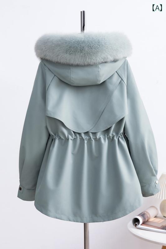 UVパーカー UPF50+ UVカット レディース UVパーカー UPF50+ UVカット レディース パーカー レディース 冬 毛皮 コート ミドル 丈 コート スリムフィット 取り外し 可能 ラビットファー全 革 ライナー Haining