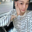 長袖 Tシャツ ボーダートップス チュニック ロンT ボリューム袖 ボリュームスリーブ ぽわん袖 ポワン袖 2025 春 ストライプ 長袖 Tシャツ レディース ゆったり シンプル カジュアル ゆったり スタイル ボトムス