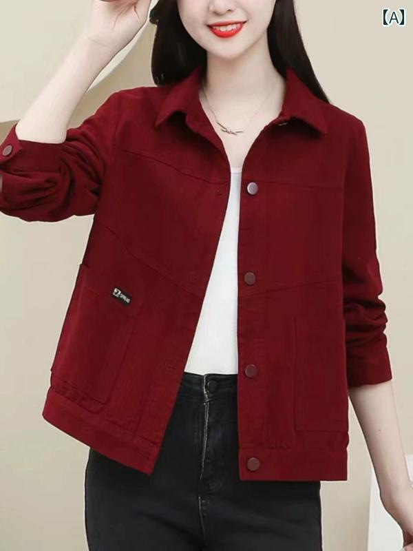 Aライン カットソー ミディアム丈 ショート 丈 春秋 カジュアル ジャケット デニムジャケット レディース 2025 春 マザーズ ウェア 大きいサイズ ゆったり 万能